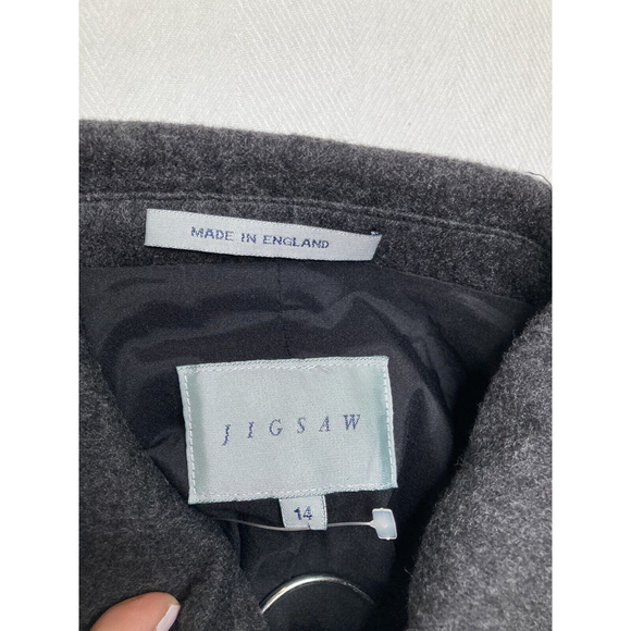 Jigsaw Womens Blazer Jacket Size 14 Snap Button Front Gray/Black Formal Workwear - Picture 11 of 11